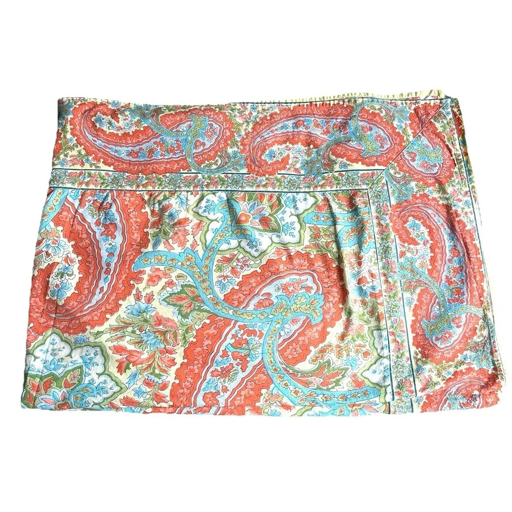 April Cornell Now Designs Rectangle Paisley Table Cloth Coral Yellow  84x120